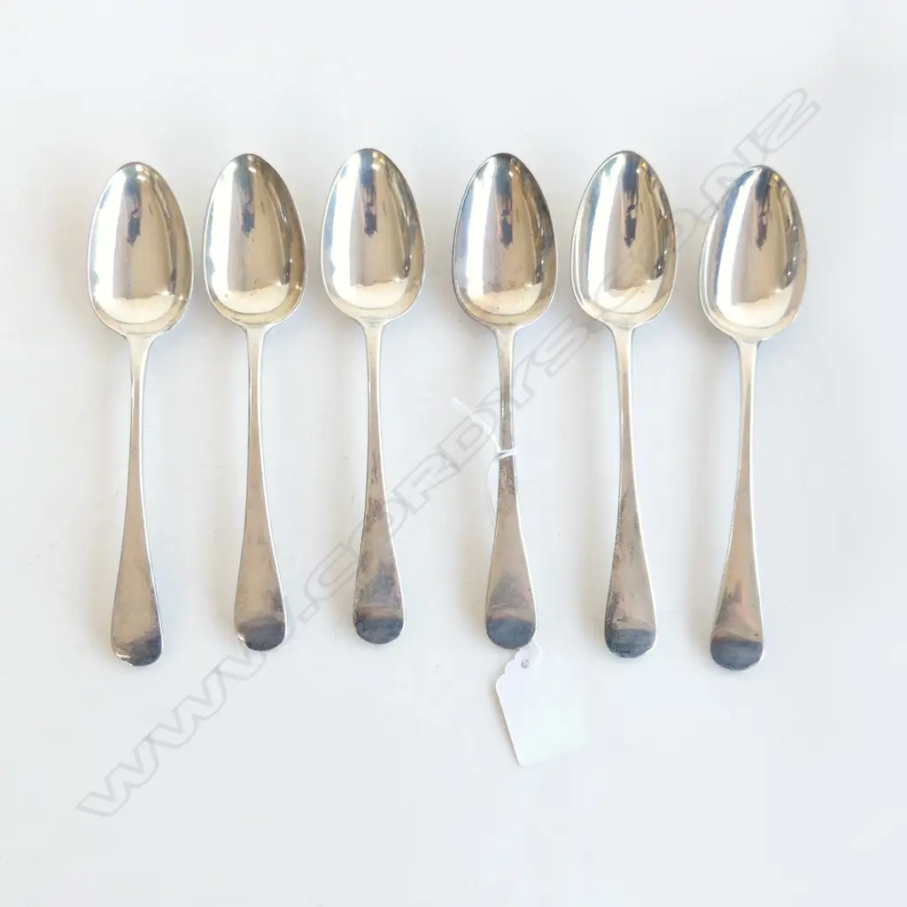 6 STG SILVER DESERT SPOONS, LONDON 1840 315gms Image 1++