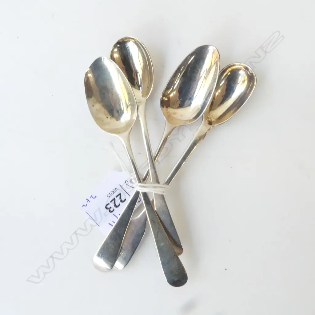 2 GEO S/SILVER JAM SPOONS & 2 S/SILVER GEO TEASPOONS 51G Image 1++