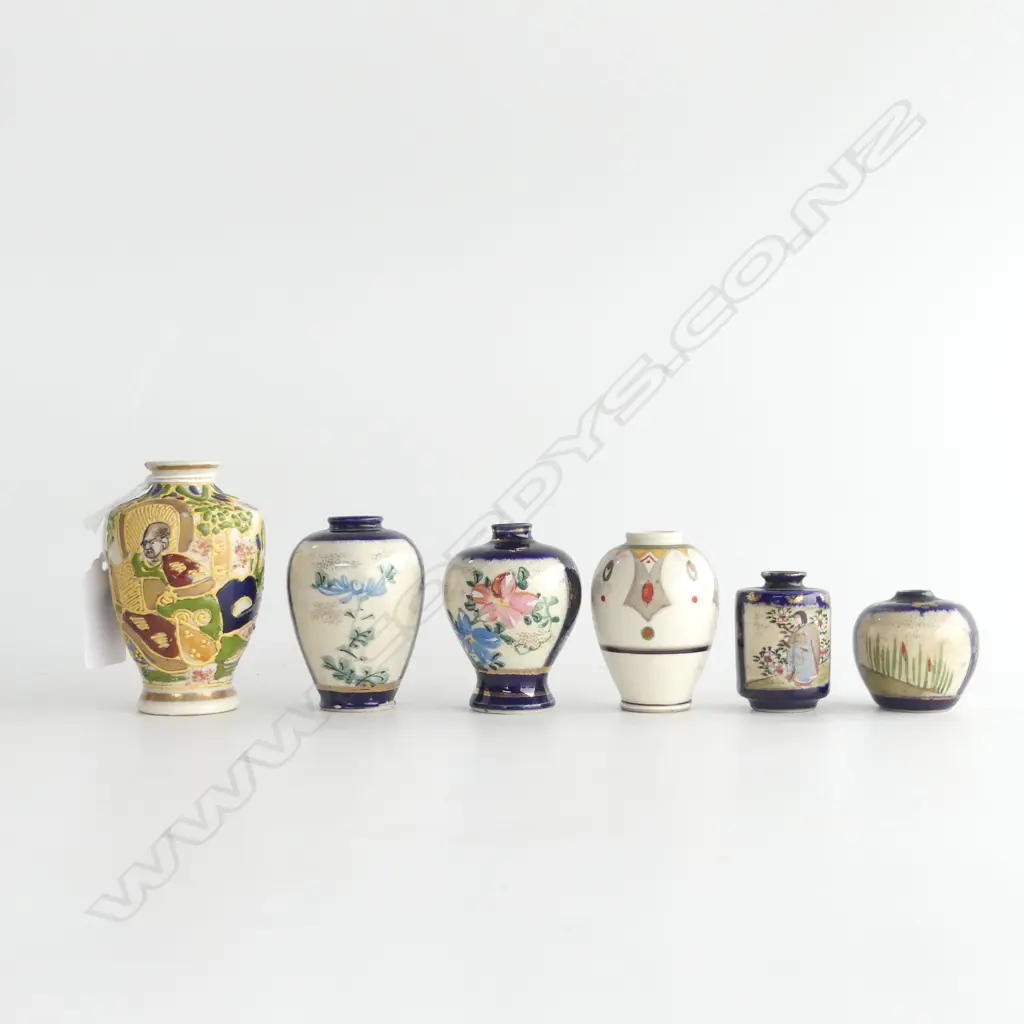 6 OLD MINI SATSUMA JAPANESE VASES 2 with minor faults Image 1++