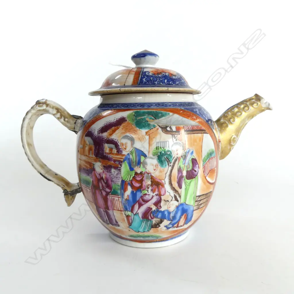 18THC CHINESE FAMILLE ROSE TEAPOT faulted cracked restored etc H.165mm Image 1++
