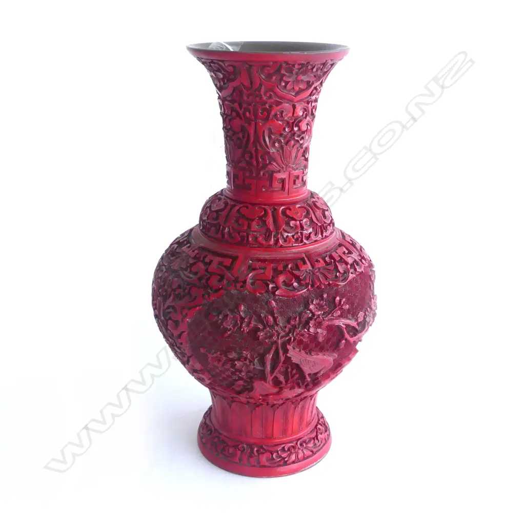 CHINESE CINNABAR STYLE VASE H.310mm Image 1++