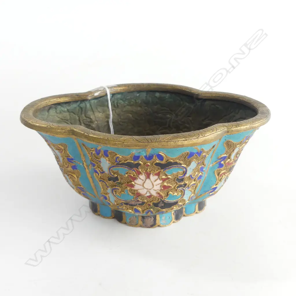 CHINESE CHAPLEVE ENAMEL CLOUD FORM BOWL L.190mm Image 1++