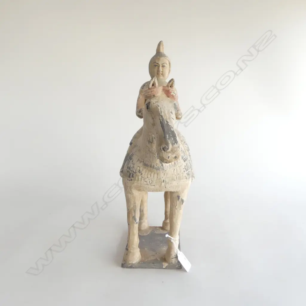CHINESE TERRACOTTA TANG HORSE & RIDER. H.410mm W.370mm Image 1++