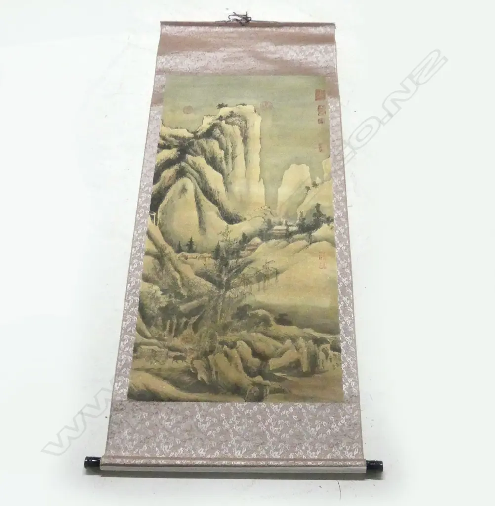 CHINESE SCROLL painted with mountainous landscape Image 1++