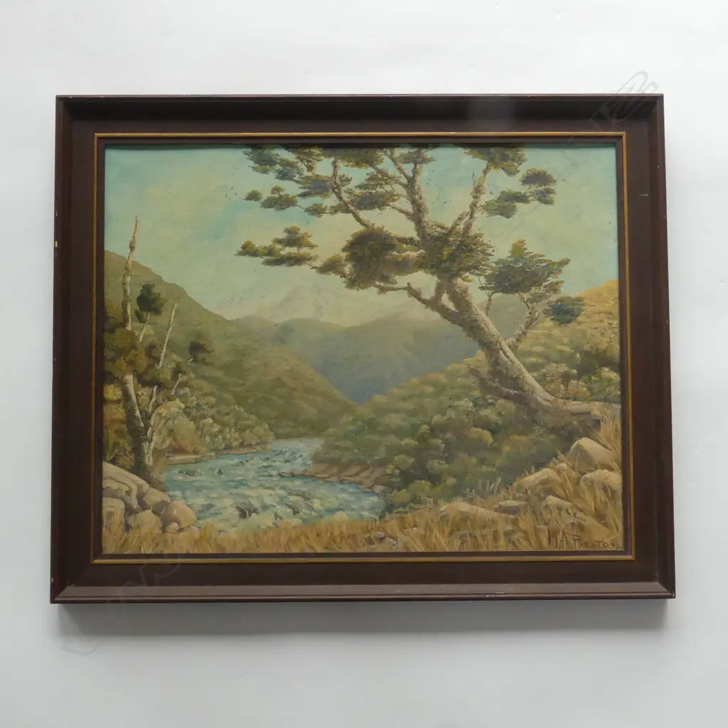 M. A. PRESTON, BUSH LANDSCAPE, OIL ON BOARD '78 390x490mm Image 1++