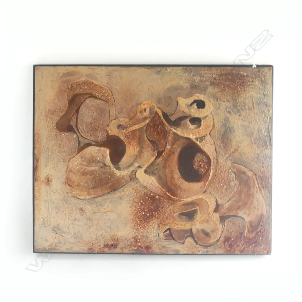 MODERN OIL BEACH ROCKS SIGNED NANCY PARKER H380 W490MM Image 1++
