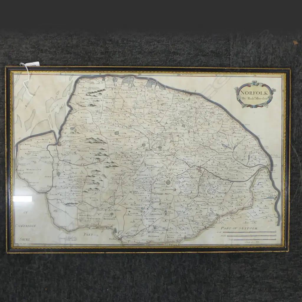 ANTIQUE MAP OF NORFOLK BY ROB MORDEN H400 L600MM Image 1++