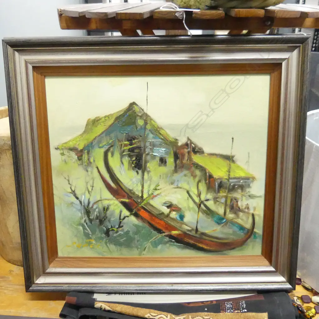 SIGNED OIL, BALI SCENE, OIL ON BOARD 330x385mm Image 1++