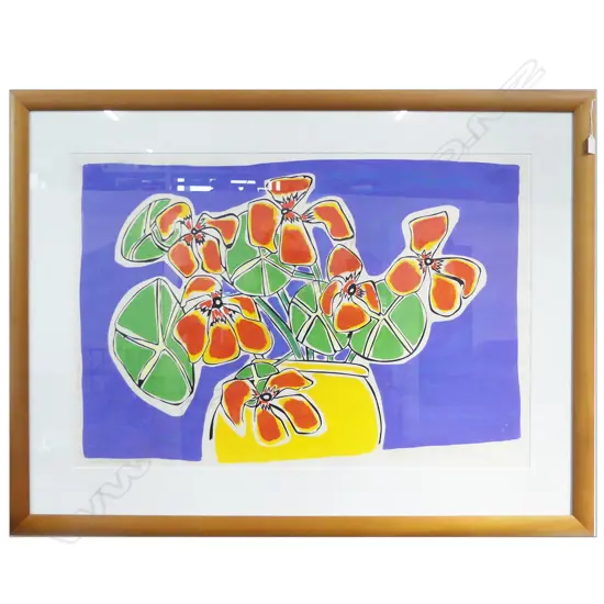 CLAUDIA POND EYLEY (NZ b.1946) 'RED NASTURTIUMS' SCREEN PRINT 32/43 1986 630x910mm