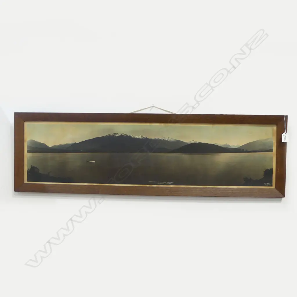 VINTAGE LANDSCAPE PRINT, GLENHU BAY LAKE WANAKA 240x965mm Image 1++