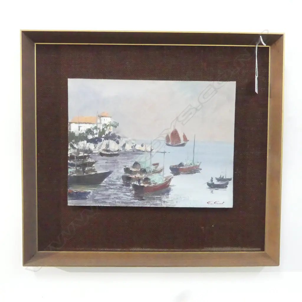 GARNET FISHING BOATS IN HONG KONG OIL ON BOARD, 710 X 540mm Image 1++