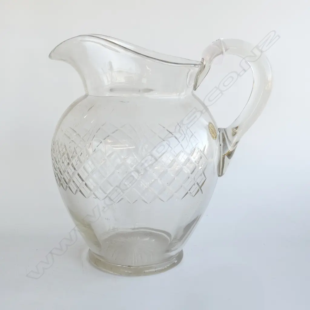 VERY LARGE CUT CRYSTAL JUG star cut base BADA sticker H.295mm. Image 1++