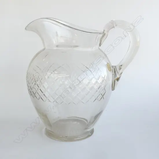 VERY LARGE CUT CRYSTAL JUG star cut base BADA sticker H.295mm.