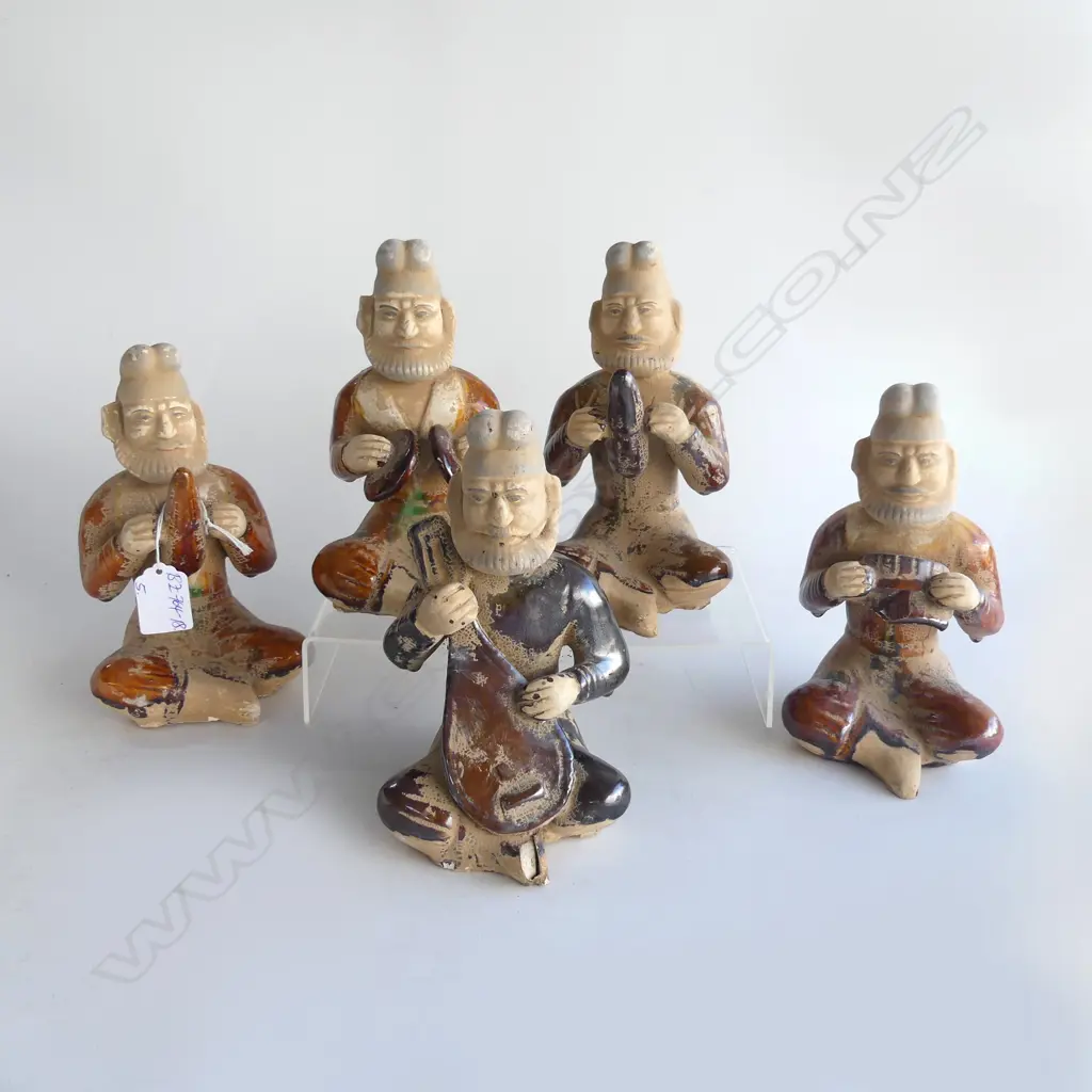 5 CHINESE TERACOTTA GLAZED TOMB STYLE MUSCIAN FIGURES H.180mm Image 1++