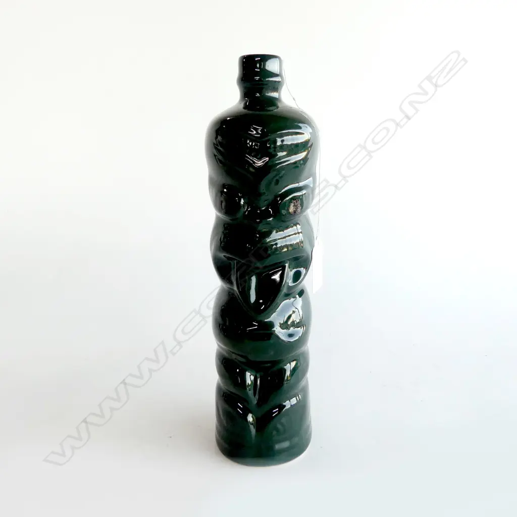 TI TOKI DARK GREEN GLAZED BOTTLE KERIMIKO POTTERIES NZ H.265mm Image 1++