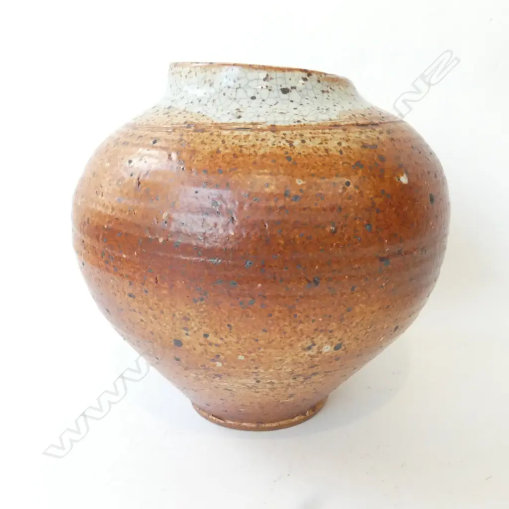 LARGE STUDIO POTTERY SHINO GLAZED VASE H290MM Image 1++