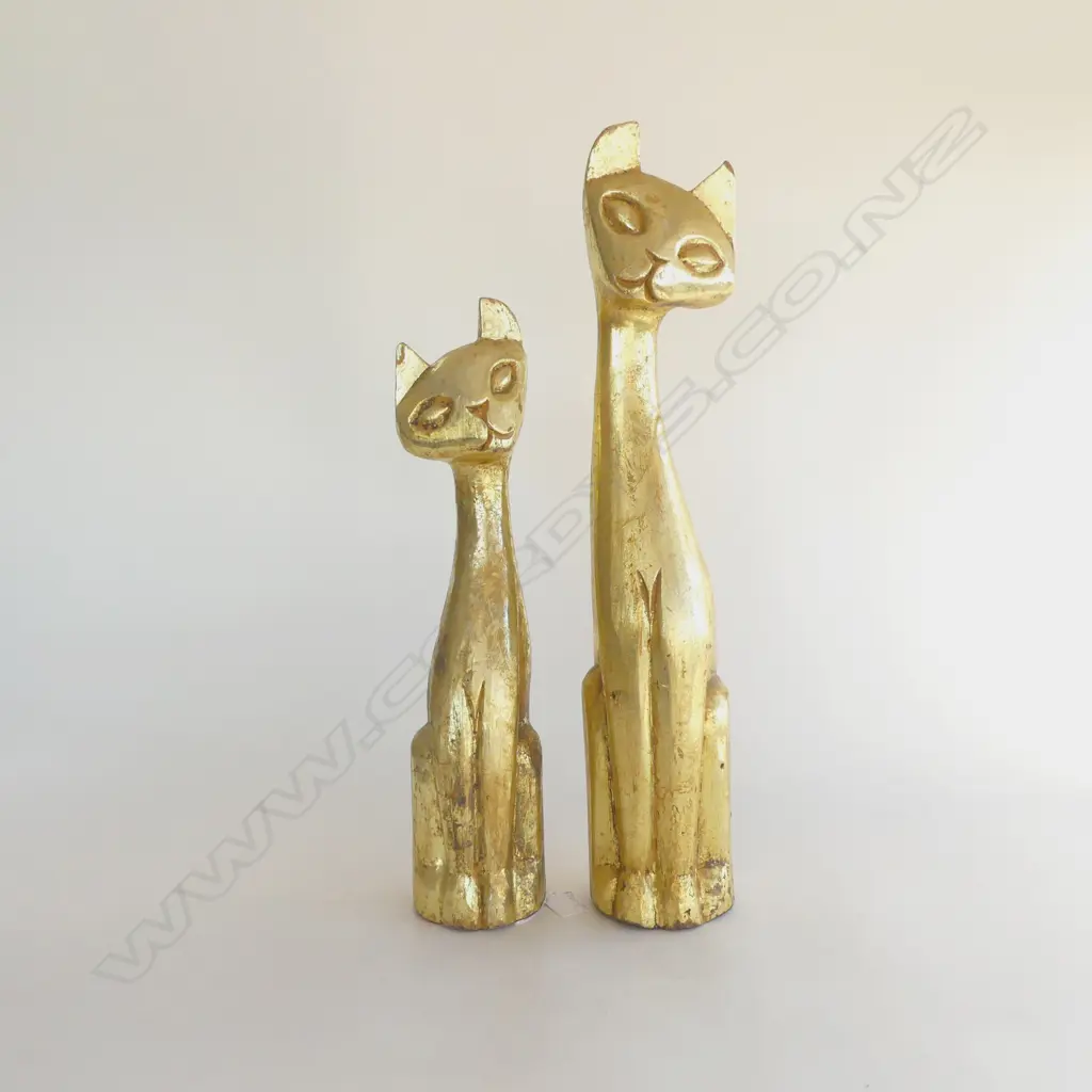 PR GILDED CARVED WOODEN CATS H.500. 400mm Image 1++