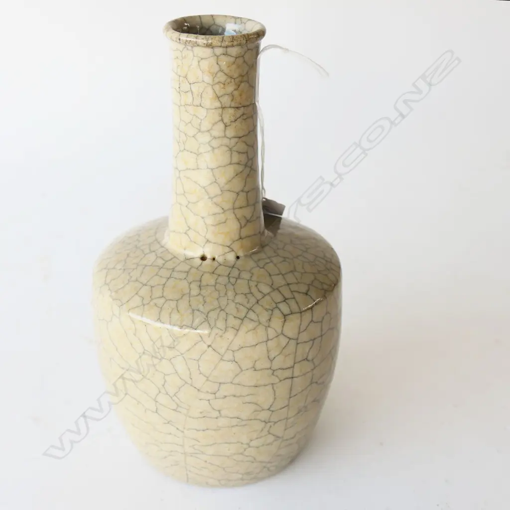 CRACKLE GLAZE VASE IN ORIENTAL DISPLAY CASE H.290mm Image 1++