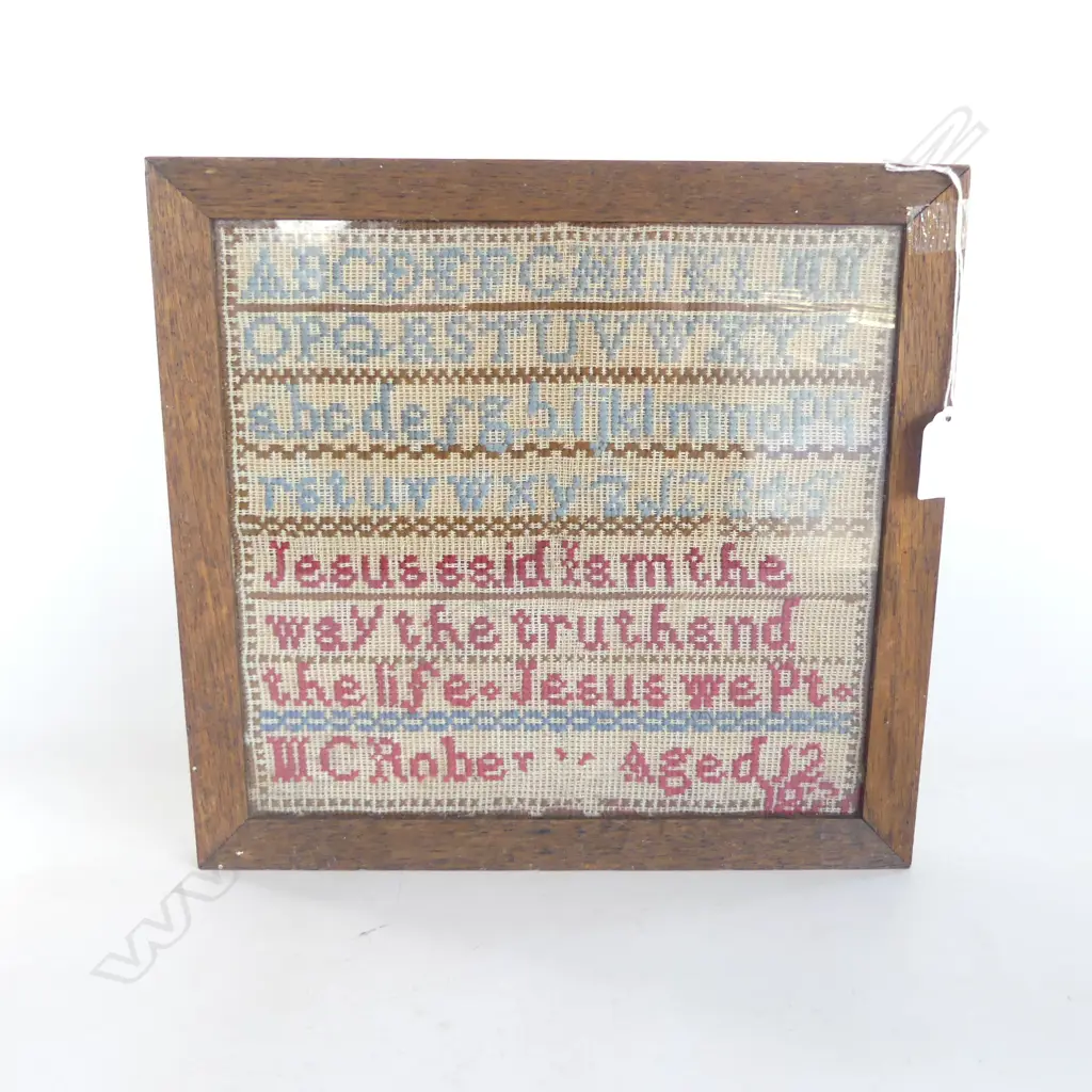 FRAMED 19thC SAMPLER 250x270mm Image 1++