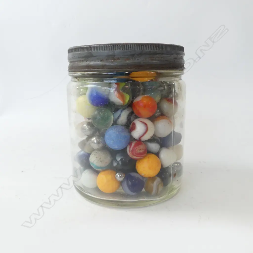 JAR OF 160+ VINTAGE MARBLES Image 1++