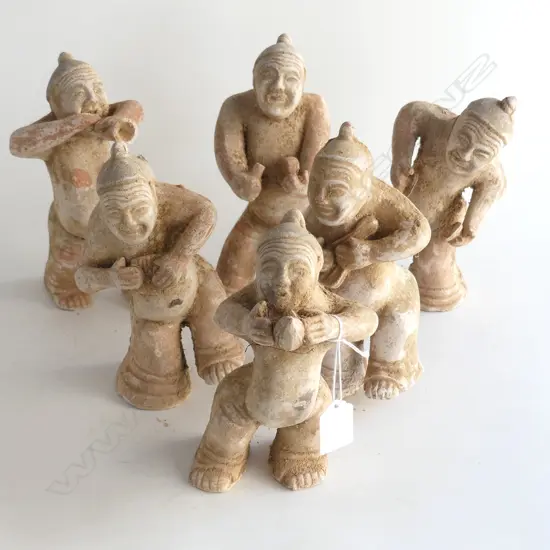 6 CHINESE TERACOTTA TOMB STYLE MUSCIAN FIGURES H.190mm