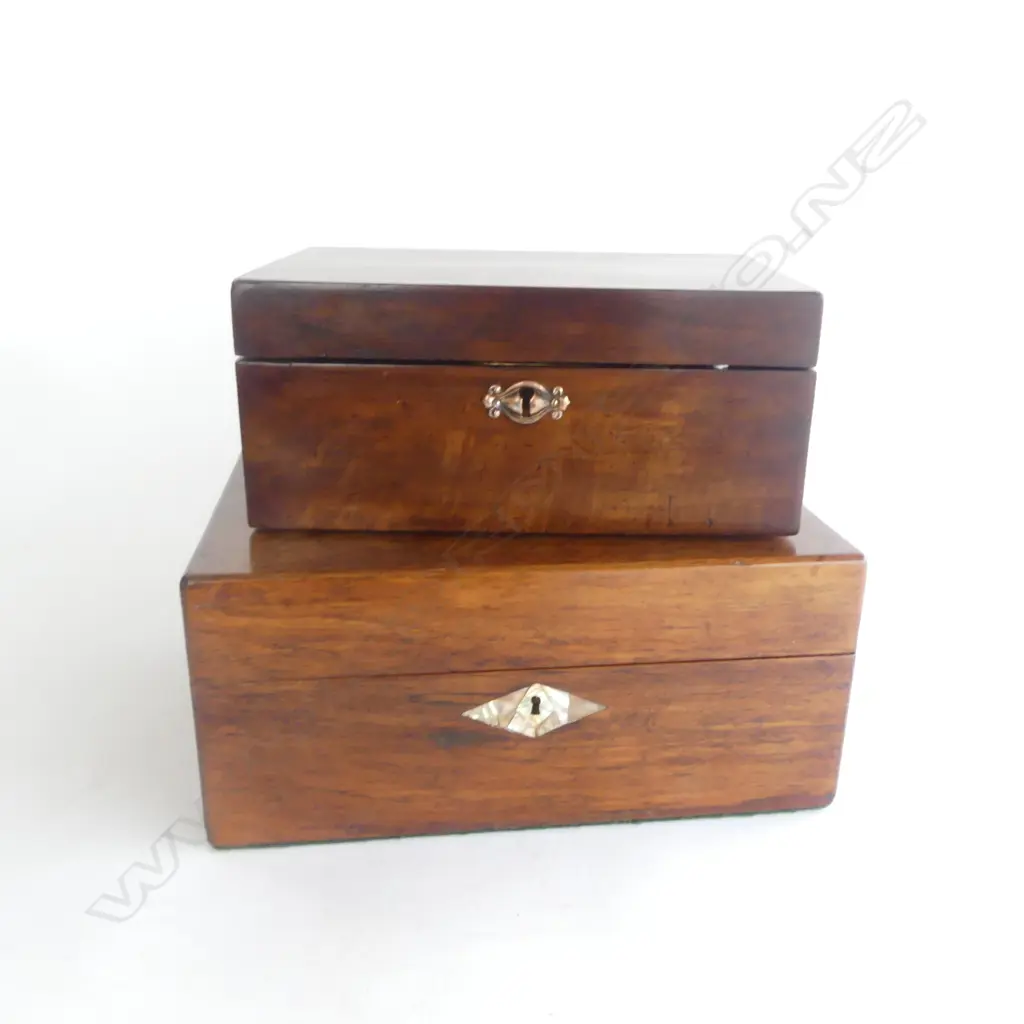 VICTORIAN ROSEWOOD WORKBOX & WALNUT WORKBOX Image 1++