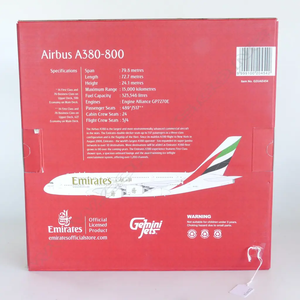 MINT & BOXED MODEL AIRBUS 380-800 EMIRATES A6-EEJ L370MM Image 1++