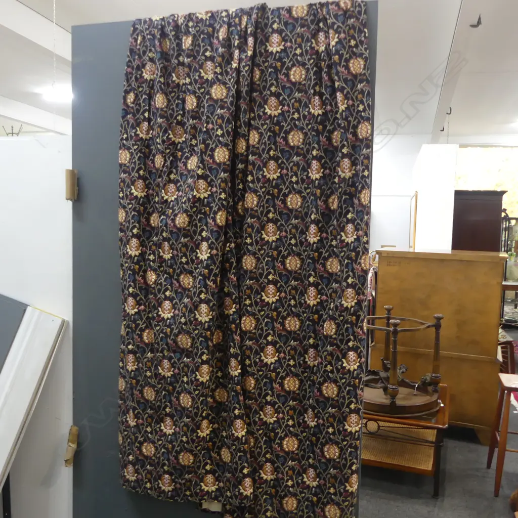 PR WILLIAM MORRIS STYLE CURTAINS W.700mm (EACH) 2.1m DROP Image 1++