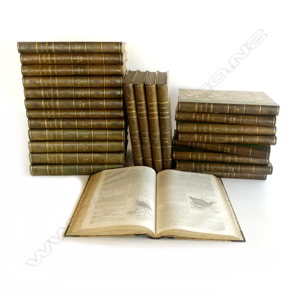 25 VOLUMES VICT LEATHER BOUND BOOKS PENNY CYCLOPEDIA H280MM Image 1++