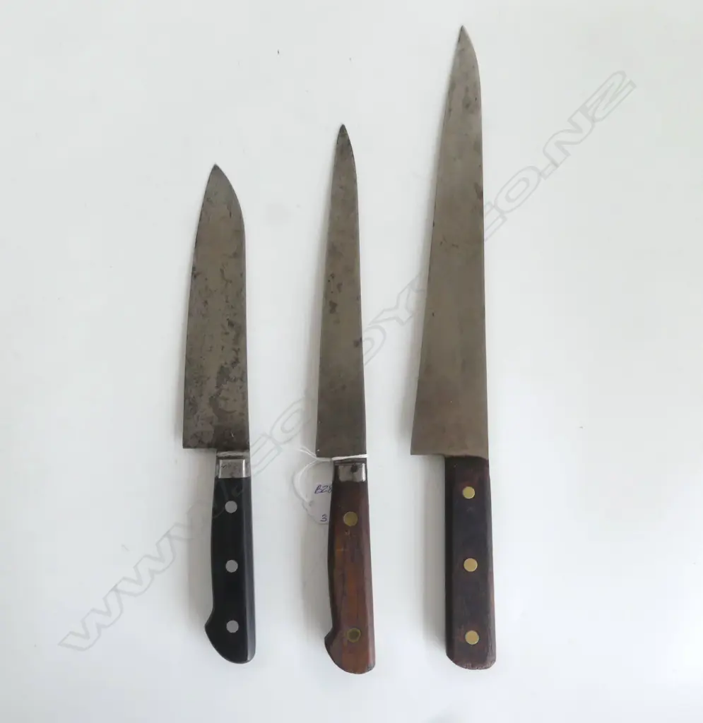 3 VINTAGE JAPANESE CHEF KNIVES Image 1++