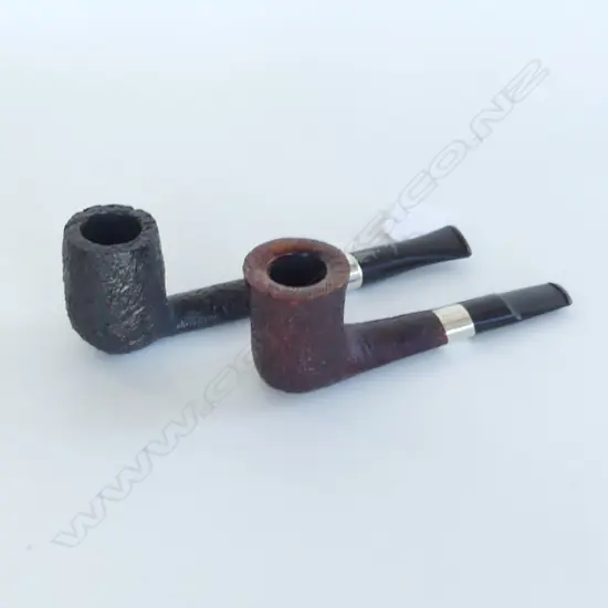2 VINTAGE SMOKERS PIPES w. STG COLLARS (SAVINELLI ITALY & PETERSONS IRELAND) L.170mm