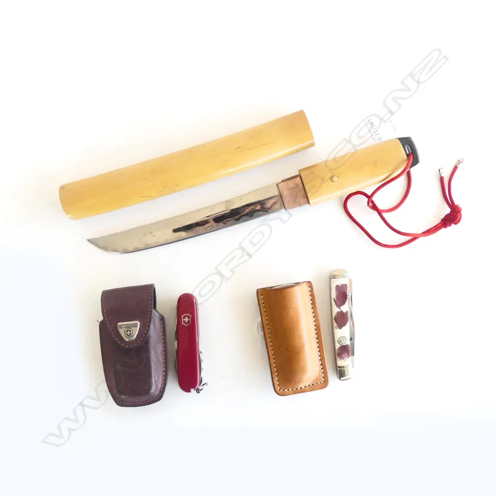 CASED SWISS ARMY KNIFE  CASED APPALOSSA POCKET KNIFE & S/STEEL  JAPANESE KNIFE L350MM Image 1++