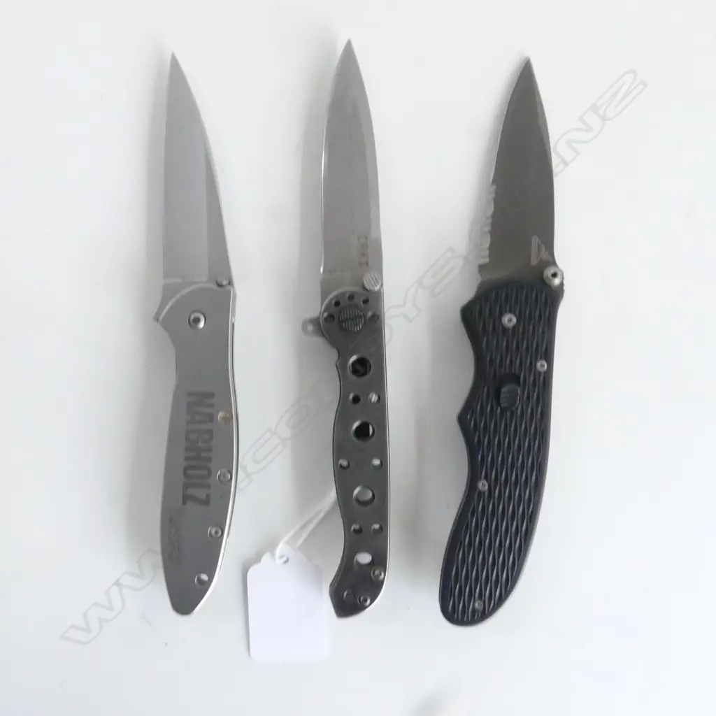 3 POCKET KNIVES - GERBER, KERSHAW, CRKT Image 1++