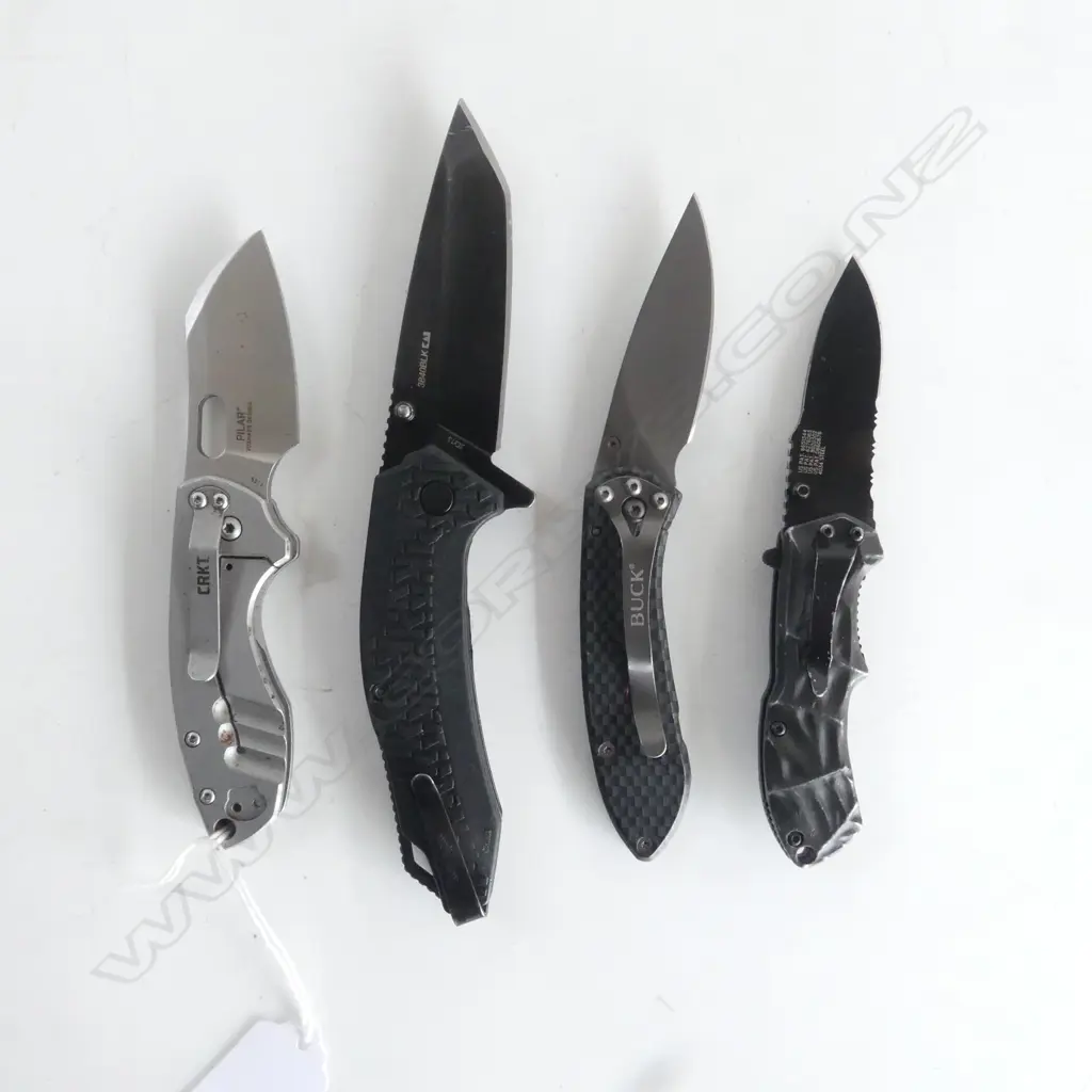 4 POCKET KNIVES - KERSHAW, CRKT, BUCK, S&W Image 1++