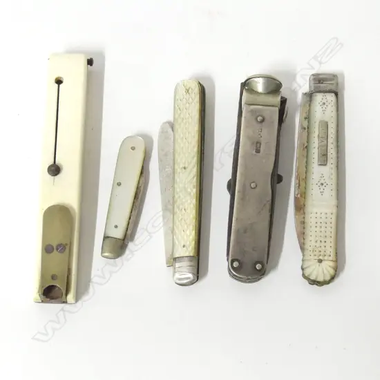 3 STG & MoP POCKET KNIVES + STG & IVORY MULTI TOOLS
