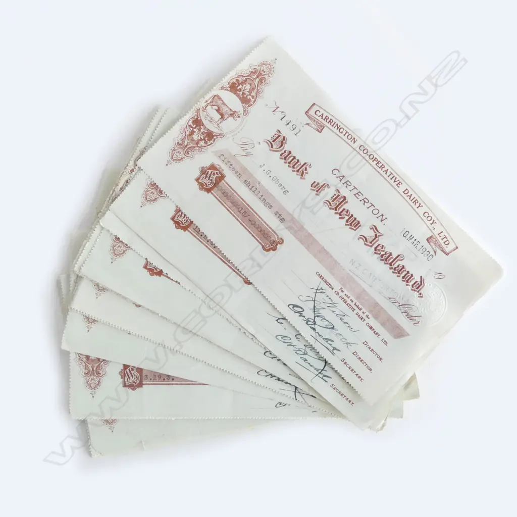 35 1030's BANK of NEW ZEALAND CHEQUES Image 1++