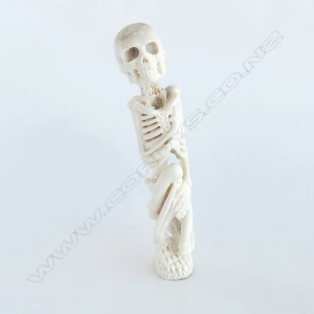 CARVED BONE SKELETON MEMENTO MORI H.100mm Image 1++