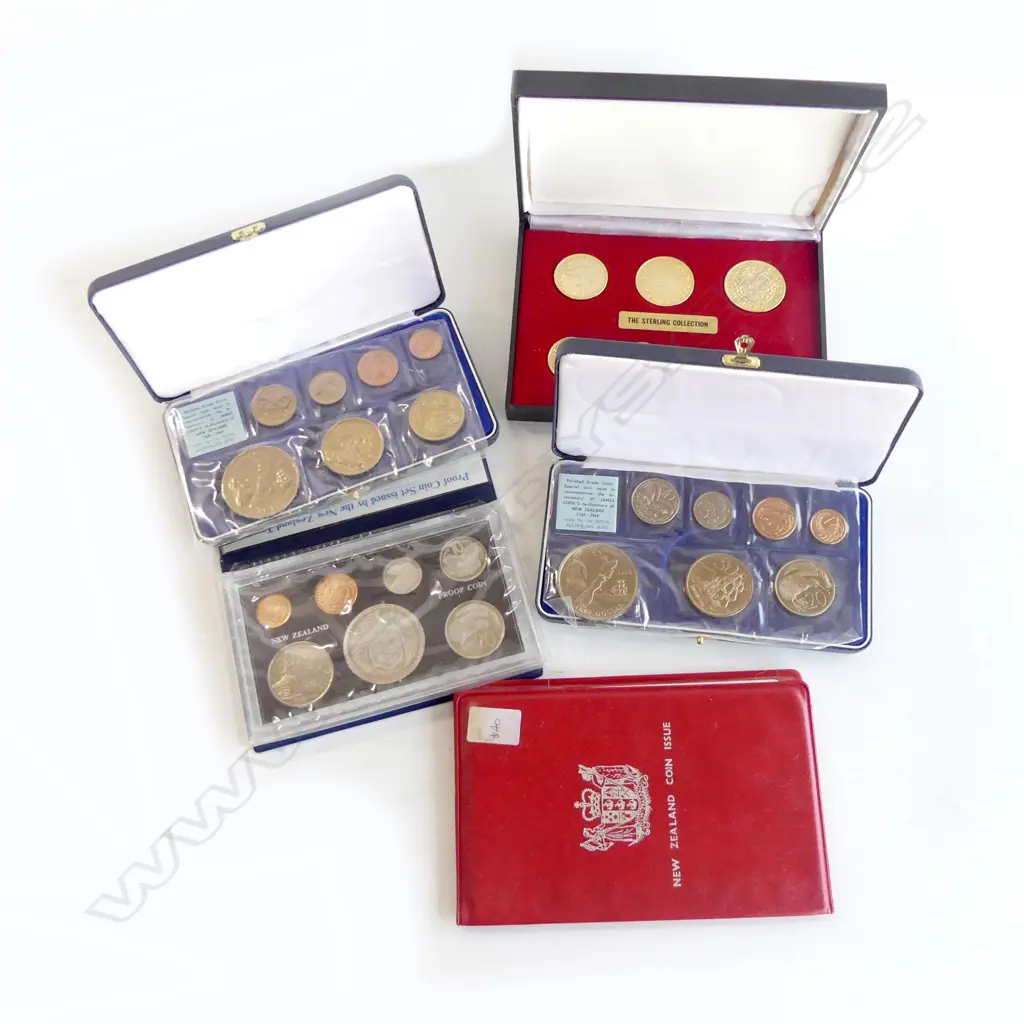 NZ COIN ISSUES 2 x 1969 Royal Australian Mint Cook Commemorative, 1974, 75 & 'THE STERLING COLLECTION' Image 1++