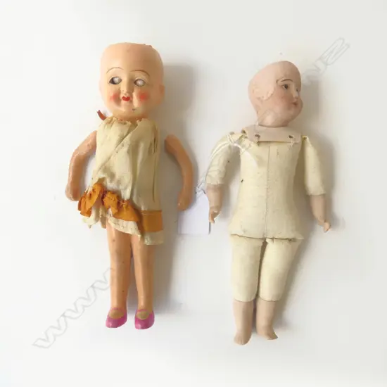 TWO ANTIQUE BISQUE DOLLS – ONE WITH VOICE BOX & DETACHED ARMS, OTHER SFBJ PARIS WITH NEWER BODY, L.195MM