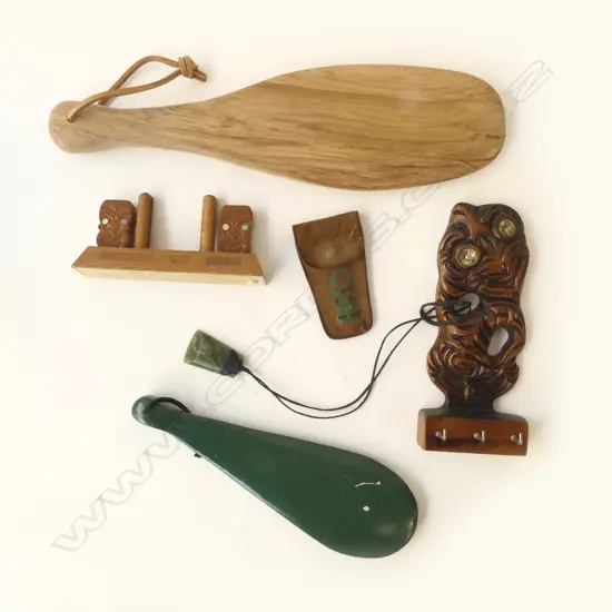 5 PCS NZ MAORI SOV ITEMS& GREENSTONE ADZE PENDANT  L50MM