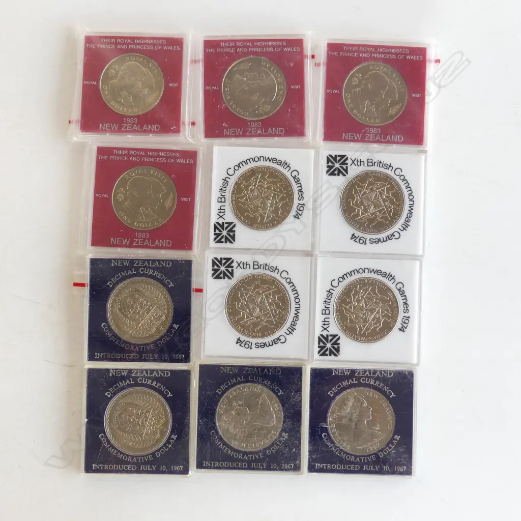 12 NZ UNC DOLLAR COINS in cases 1960/70/80's Image 1++