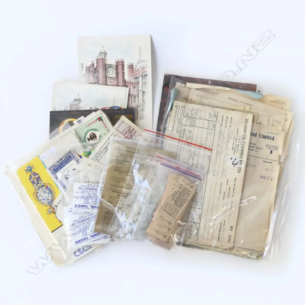 LG COLLECTION NZ EPHEMERA, TRAM TICKETS, 1930s LETTERHEAD/INVOICES - SHELL/TEXAS & VACUUM OIL companies Image 1++