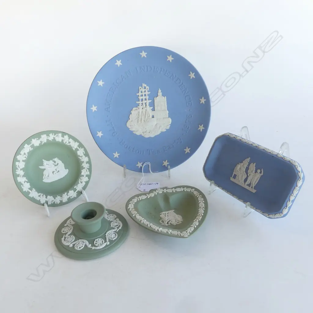 5 PC JASPERWARE WEDGWOOD BLUE & GREEN Image 1++