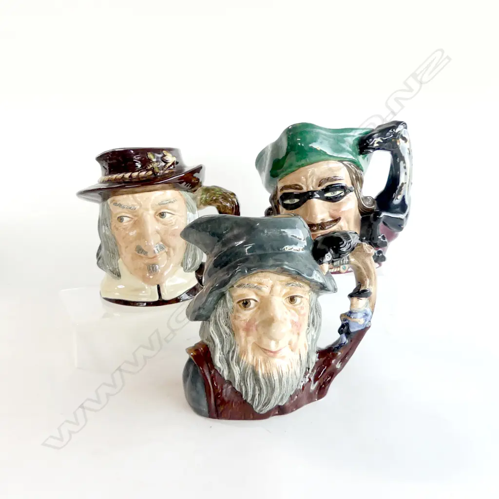 3 ROYAL DOULTON TOBY JUGS; IZAAK WALTON, RIP VAN WINKLE, DICK TURPIN H.170mm Image 1++