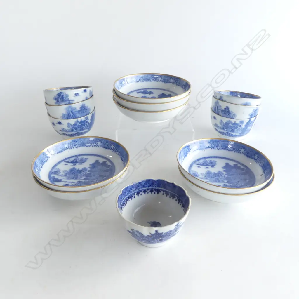 7 B/W 19C TEABOWLS & SAUCERS  Image 1++