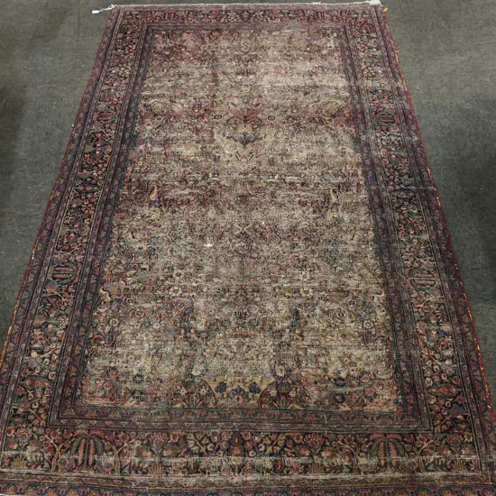 HAND KNOTTED WOOL PILE RUG, WELL WORN 2570x1550mm