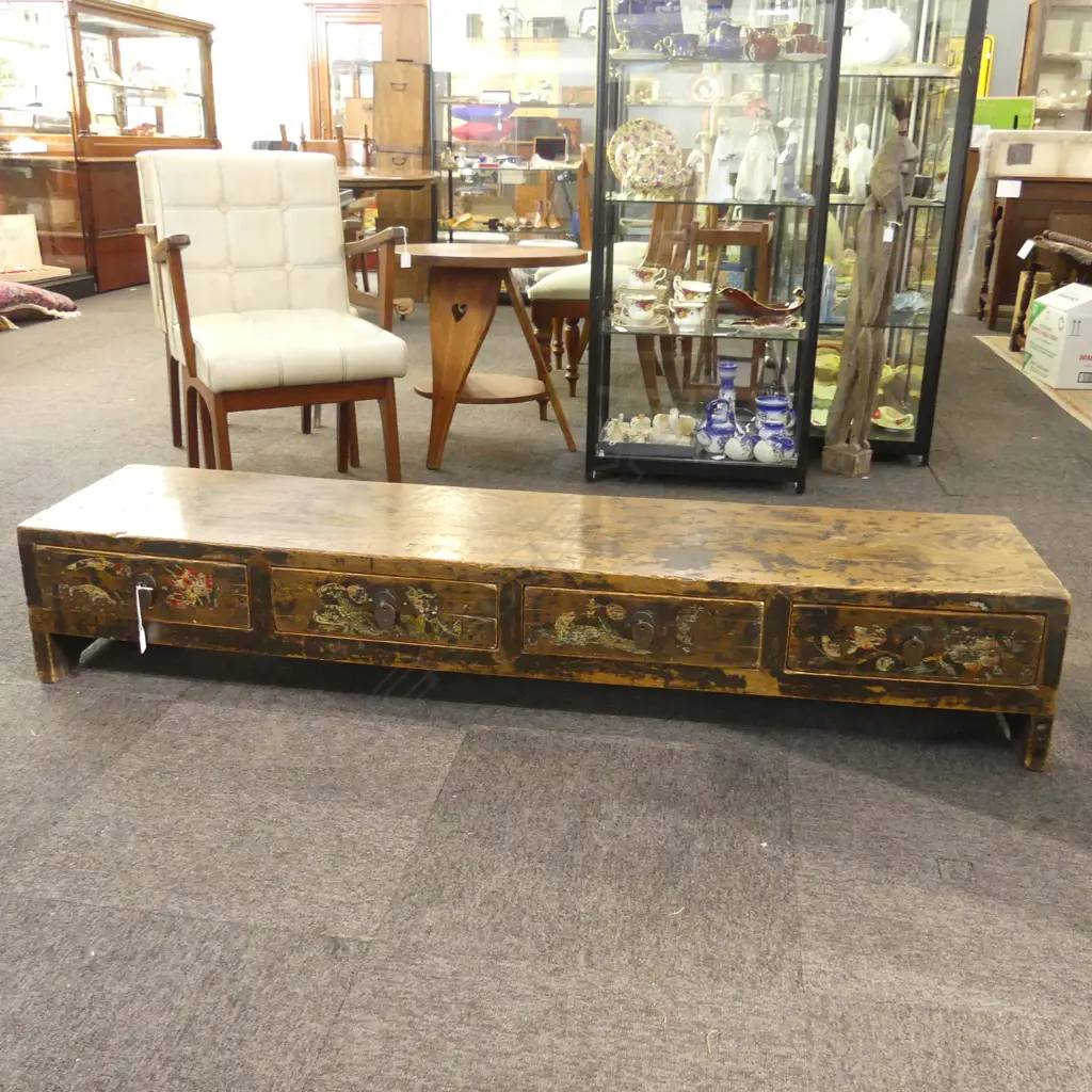 CHINESE LOW CABINET w. 4 DRAWERS 1635x375x290mm Image 1++