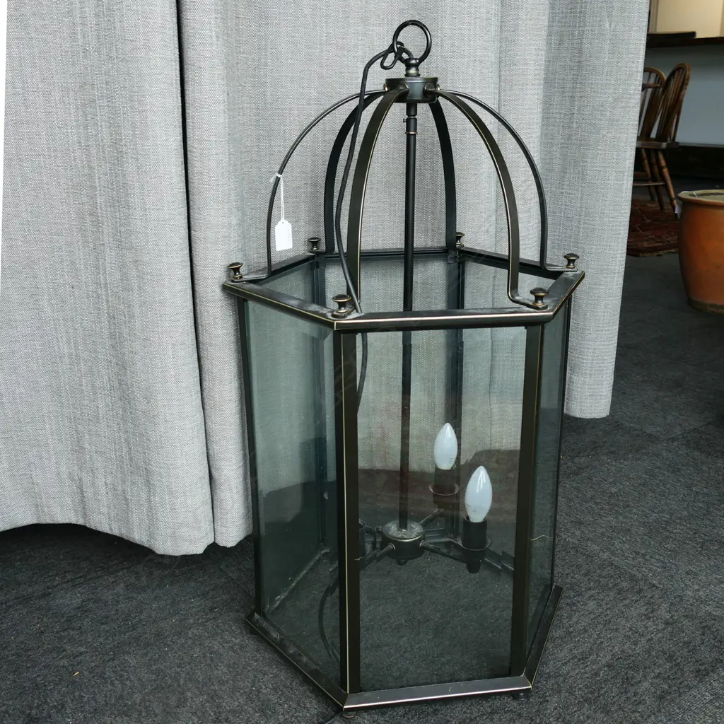 LG OCTAGONAL 4 LIGHT BLACK METAL LANTERN H.800mm Image 1++