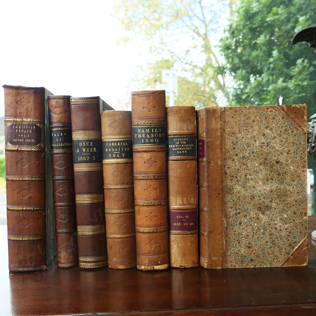 7 VOLUMES VICT LEATHER BOUND BOOKS VARIOUS TITLES Image 1++