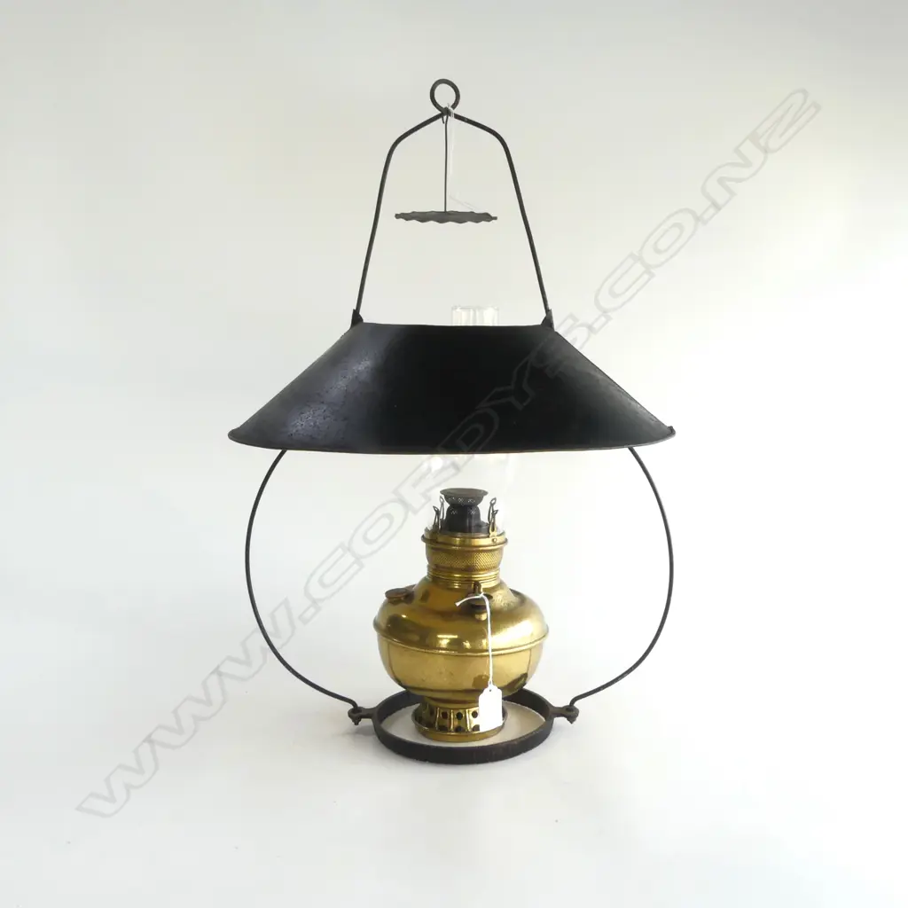 MILLER HANGING KEROSENE LAMP. H.650mm in frame Image 1++